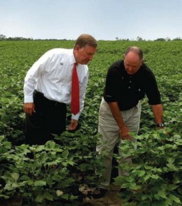 Meredith Allen and Stan McMikle inspect an irrigated field in Georgia
